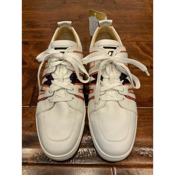 Christian Louboutin White Leather Vida Viva Lace-Up Sneakers, Sz 13 (US) 46 (IT) - Picture 2 of 10